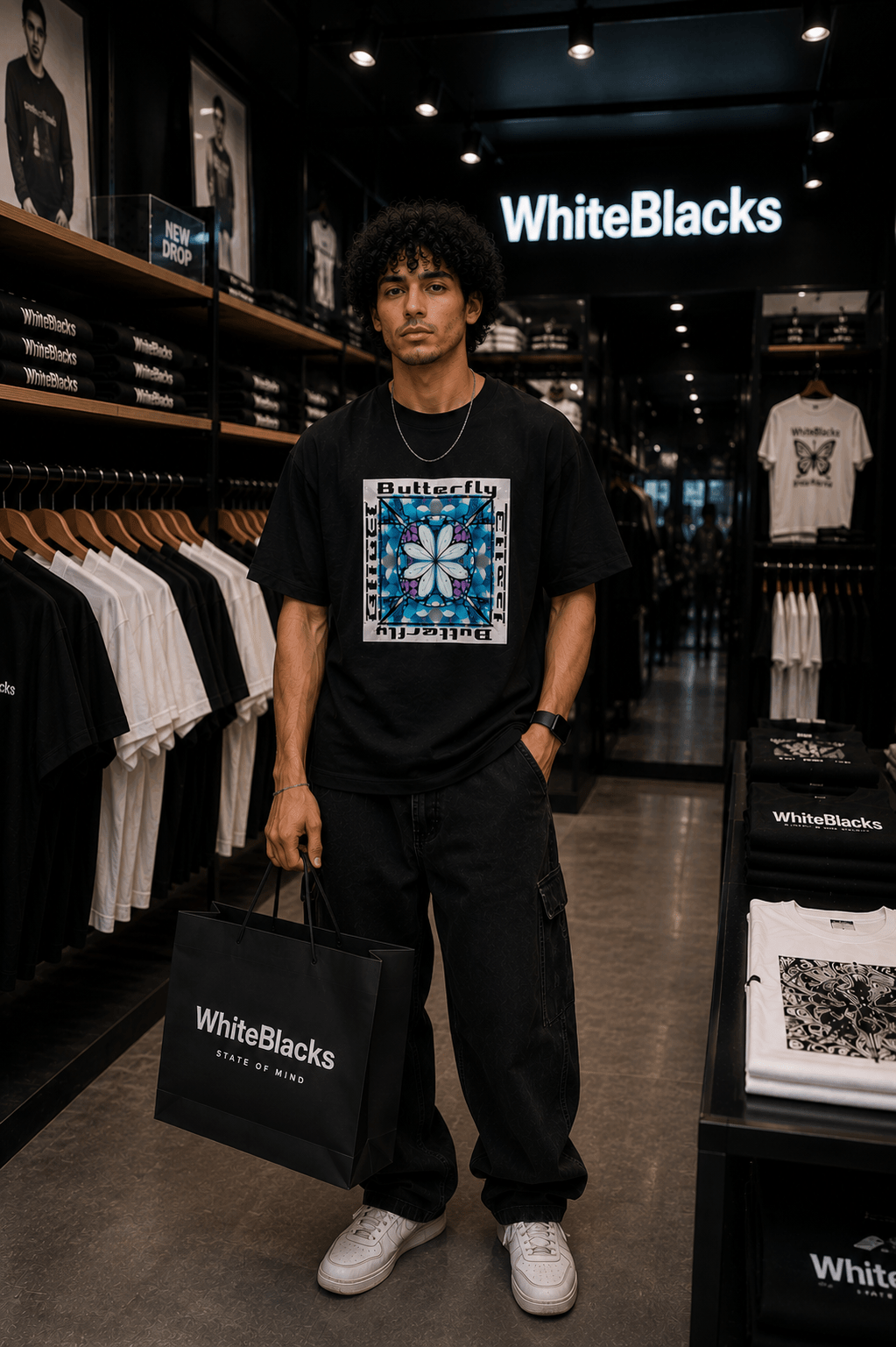 Butterfly Oversized Graphic T-Shirt - WhiteBlacks