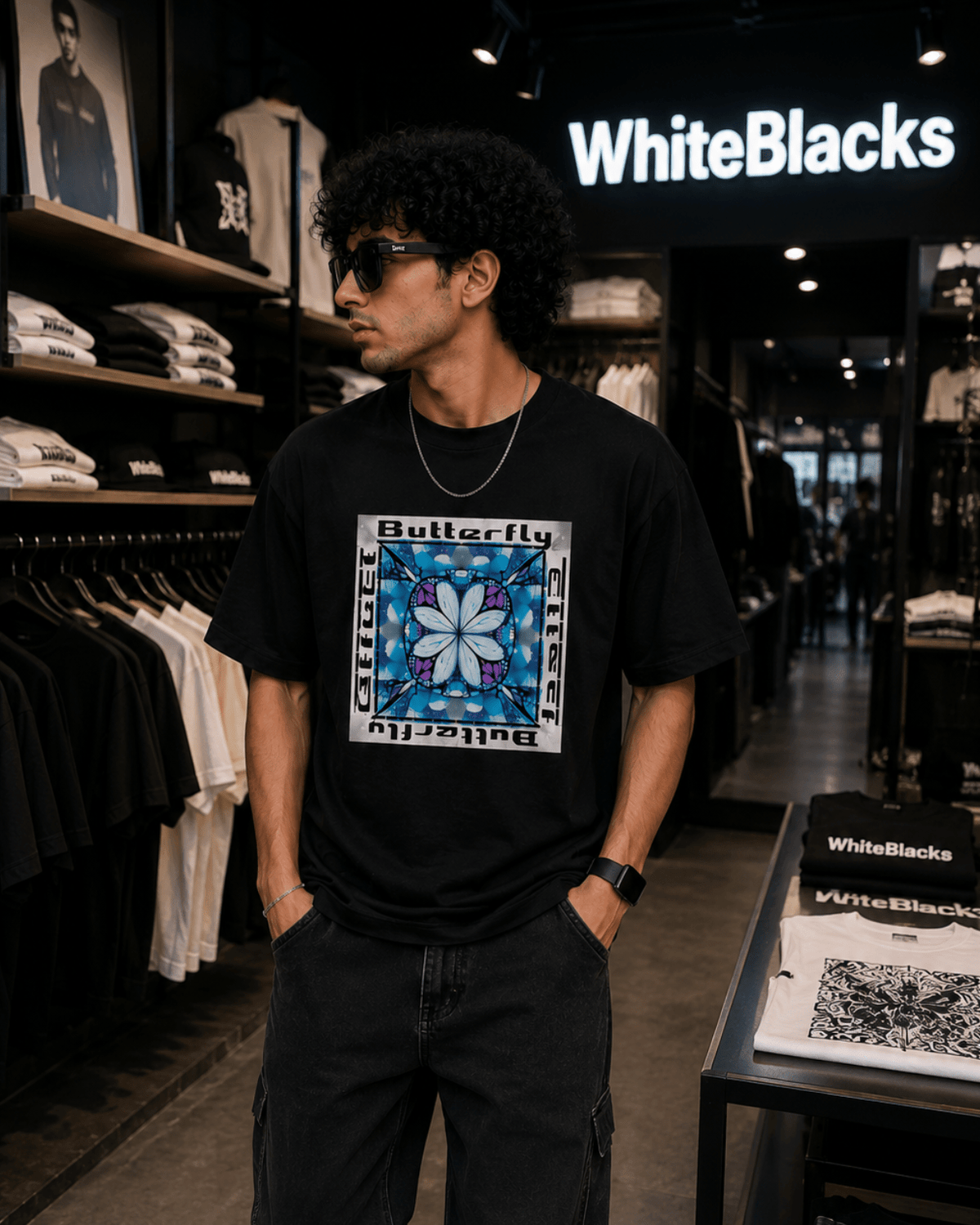 Butterfly Oversized Graphic T-Shirt - WhiteBlacks