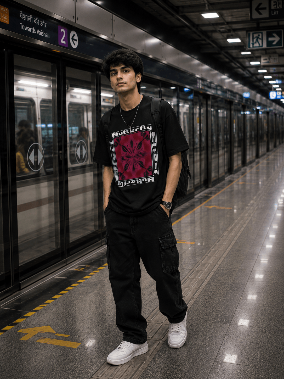 Butterfly V2 Oversized Graphic T-Shirt - WhiteBlacks