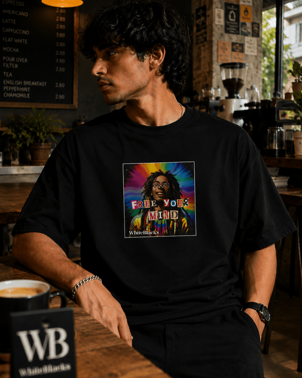 Free Your Mind Color Oversized Graphic T-Shirt - WhiteBlacks