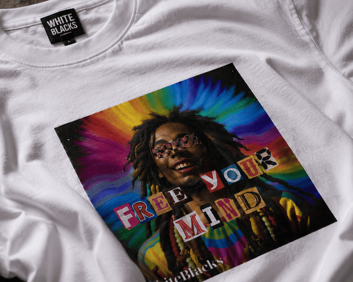 Free Your Mind Color Oversized Graphic T-Shirt - WhiteBlacks