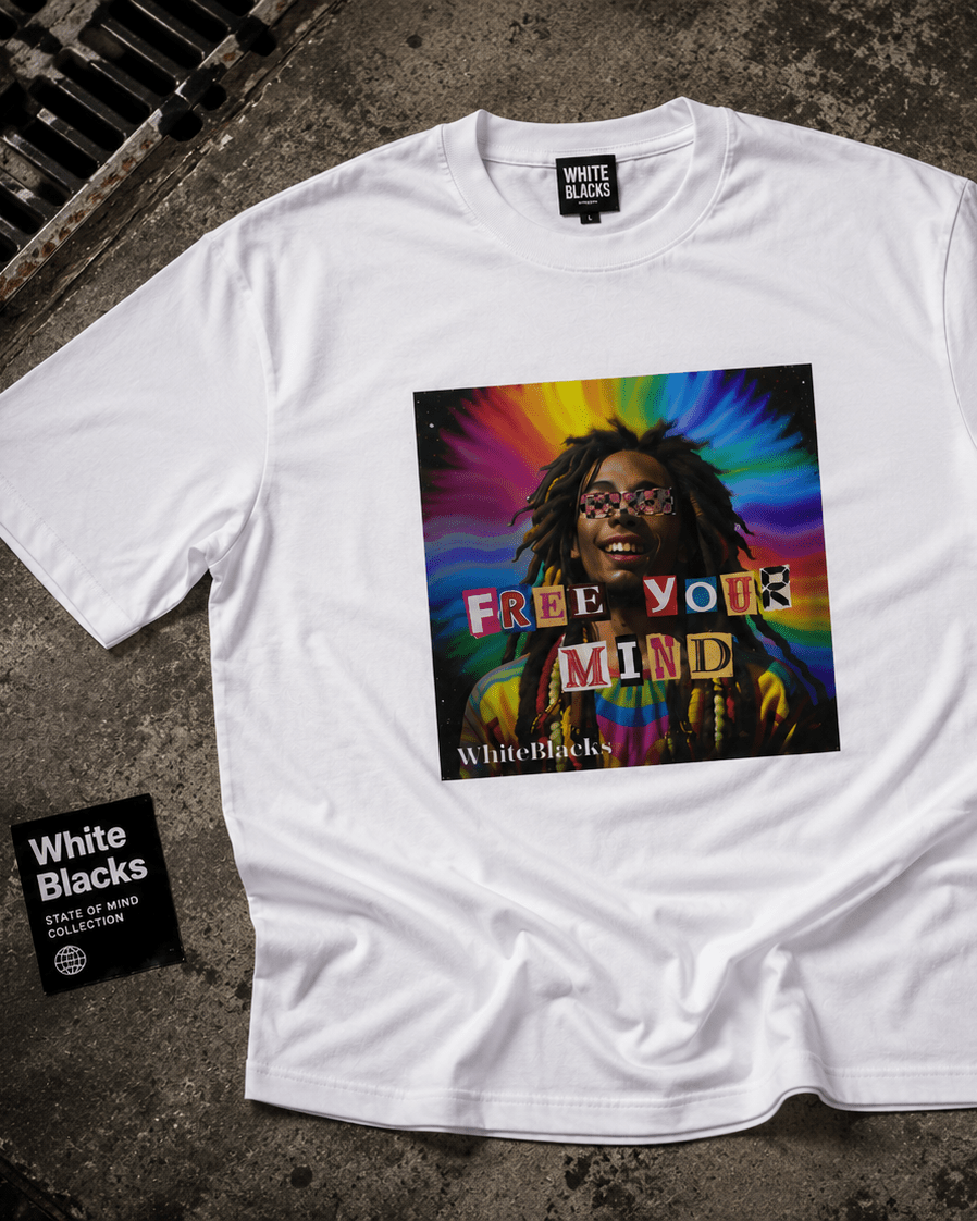 Free Your Mind Color Oversized Graphic T-Shirt - WhiteBlacks