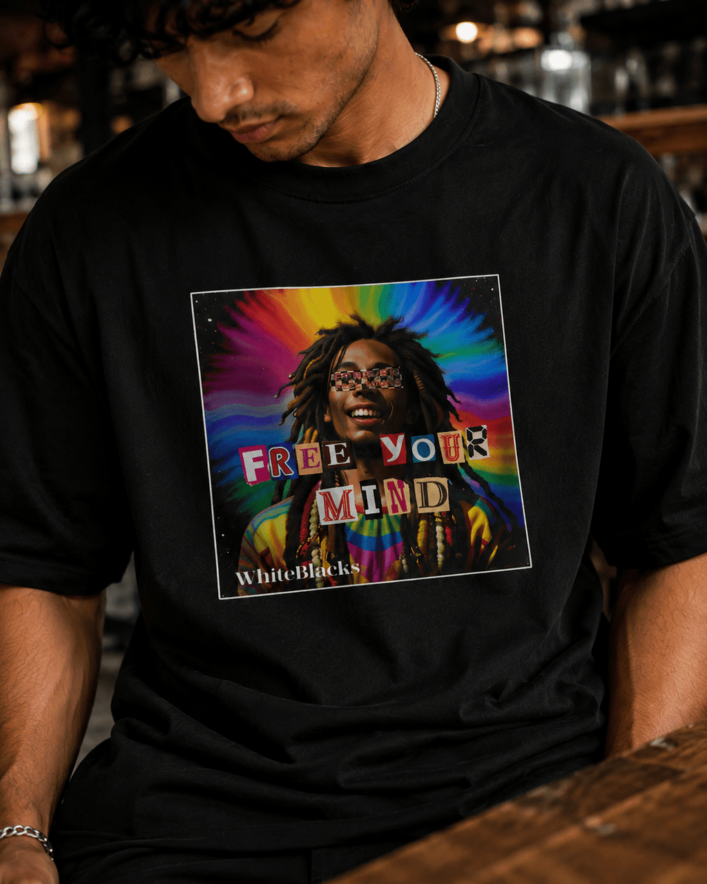 Free Your Mind Color Oversized Graphic T-Shirt - WhiteBlacks