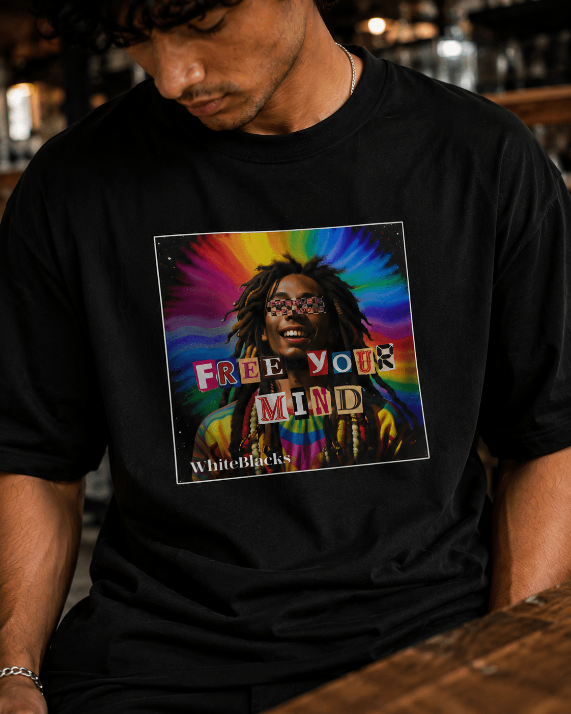 Free Your Mind Color Oversized Graphic T-Shirt - WhiteBlacks