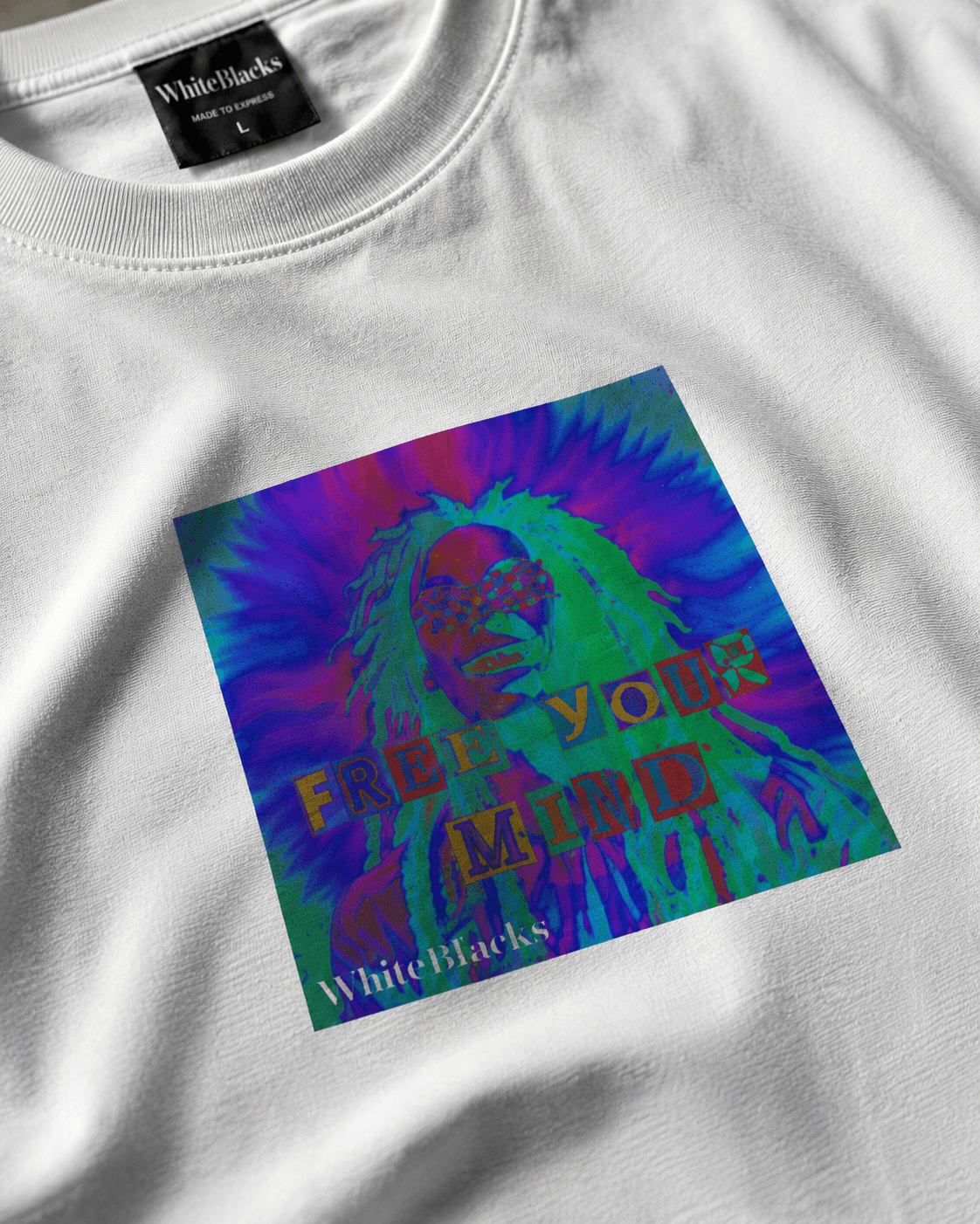 Free Your Mind Filtered Oversized Graphic T-Shirt - WhiteBlacks