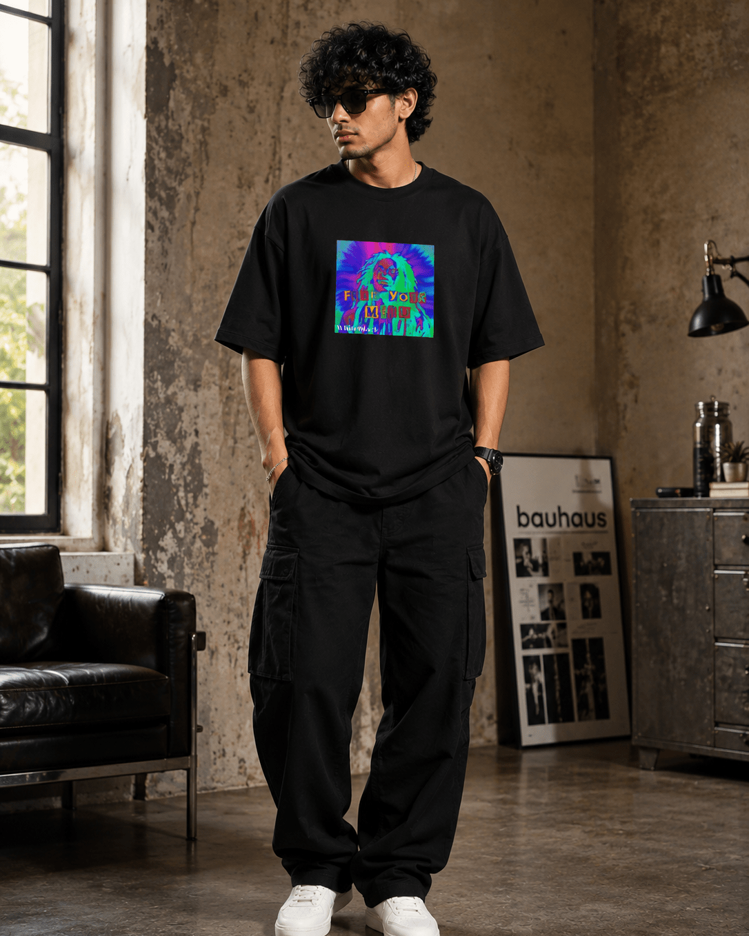 Free Your Mind Filtered Oversized Graphic T-Shirt - WhiteBlacks