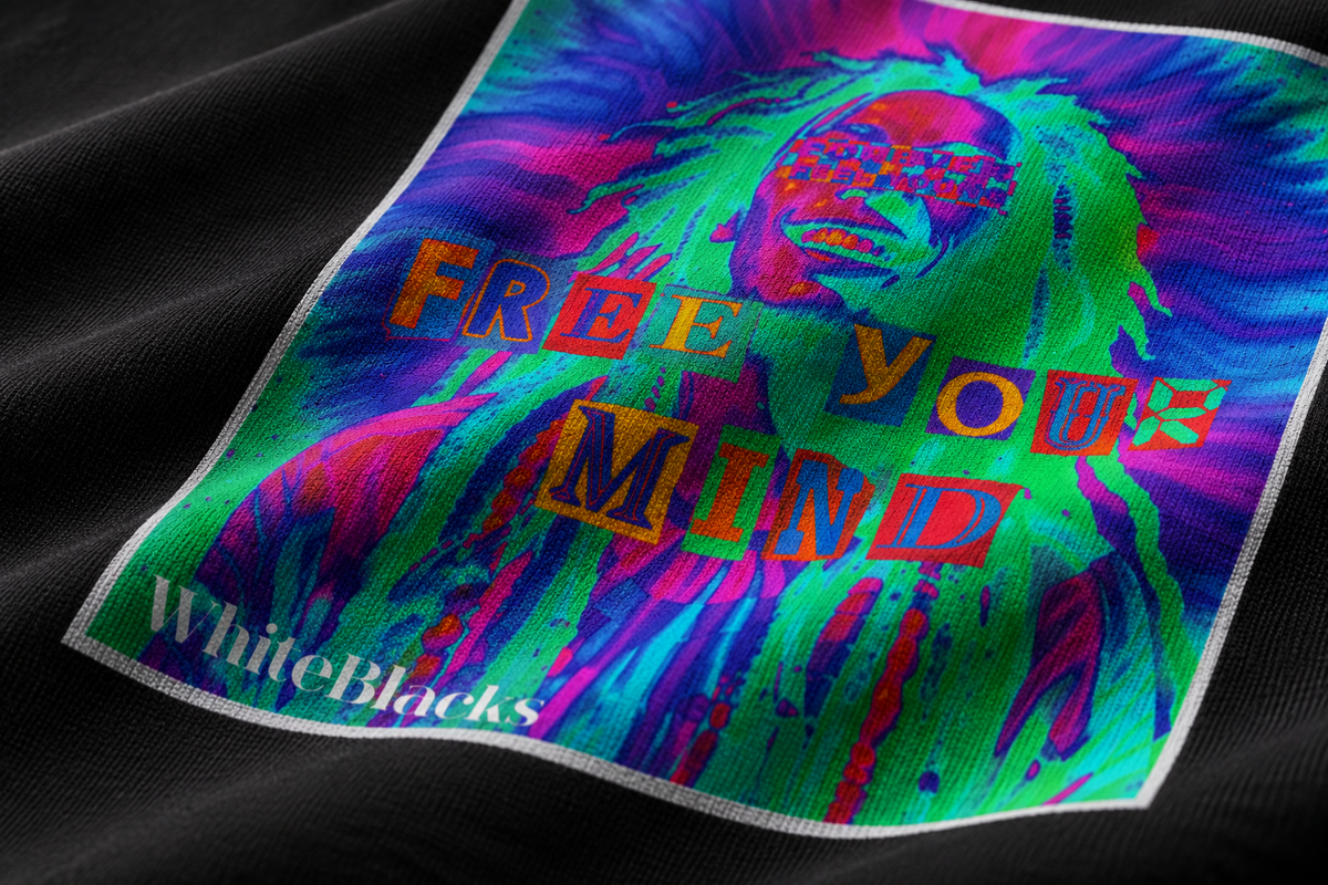 Free Your Mind Filtered Oversized Graphic T-Shirt - WhiteBlacks