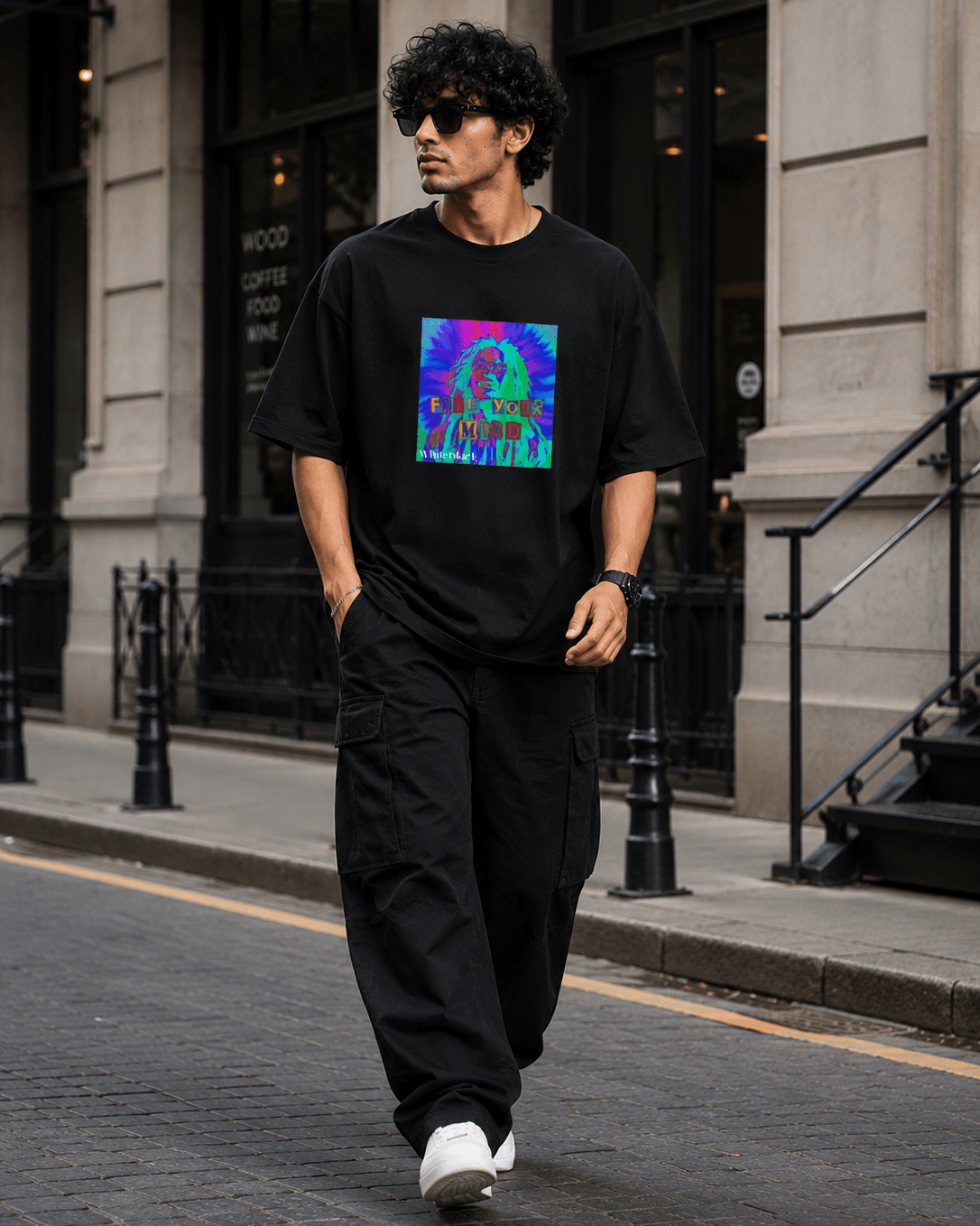 Free Your Mind Filtered Oversized Graphic T-Shirt - WhiteBlacks