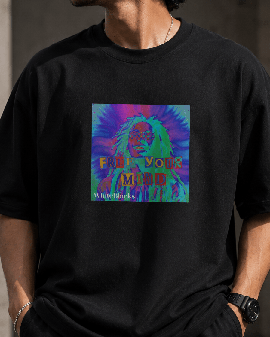 Free Your Mind Filtered Oversized Graphic T-Shirt - WhiteBlacks