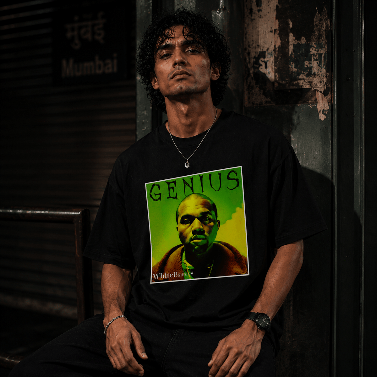 Genius Filtered Oversized Graphic T-Shirt - WhiteBlacks