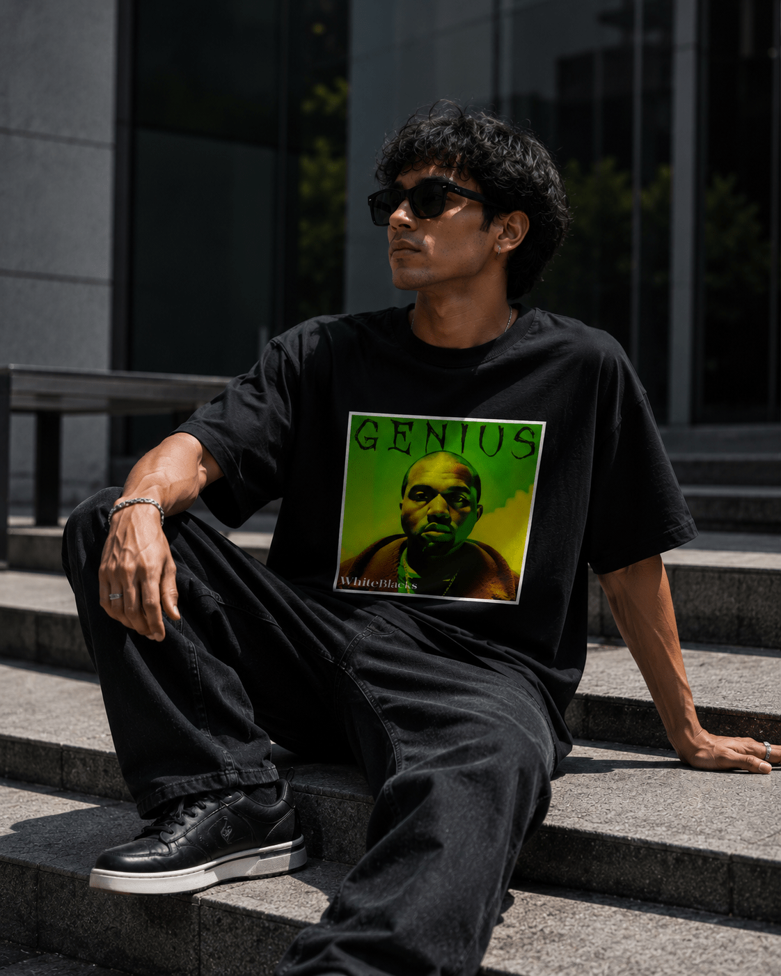 Genius Filtered Oversized Graphic T-Shirt - WhiteBlacks