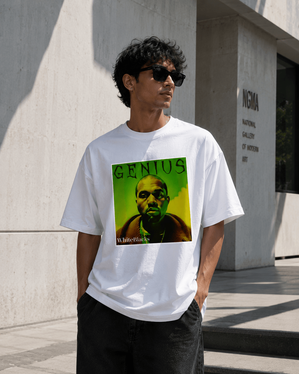 Genius Filtered Oversized Graphic T-Shirt - WhiteBlacks