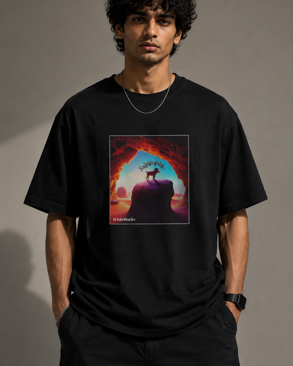 Hakuna Matata Color Oversized Graphic T-Shirt - WhiteBlacks