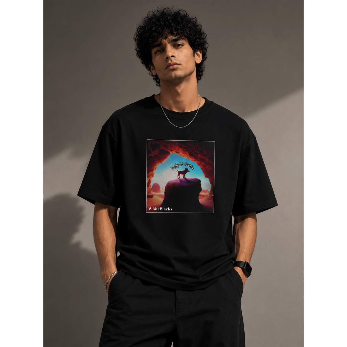 Hakuna Matata Color Oversized Graphic T-Shirt - WhiteBlacks