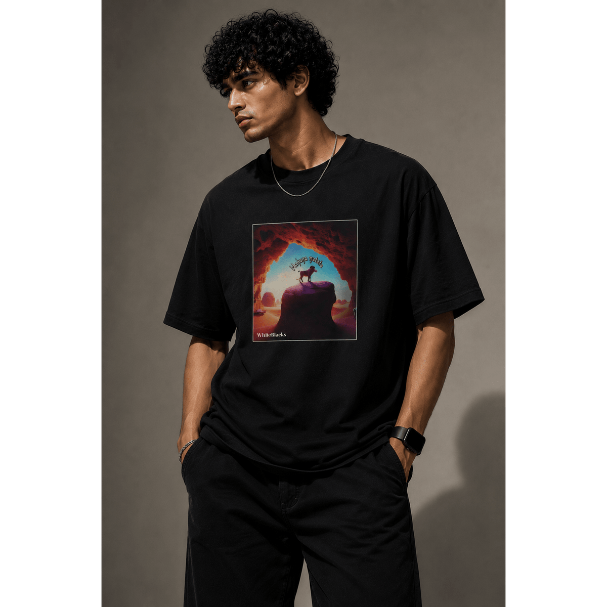 Hakuna Matata Color Oversized Graphic T-Shirt - WhiteBlacks