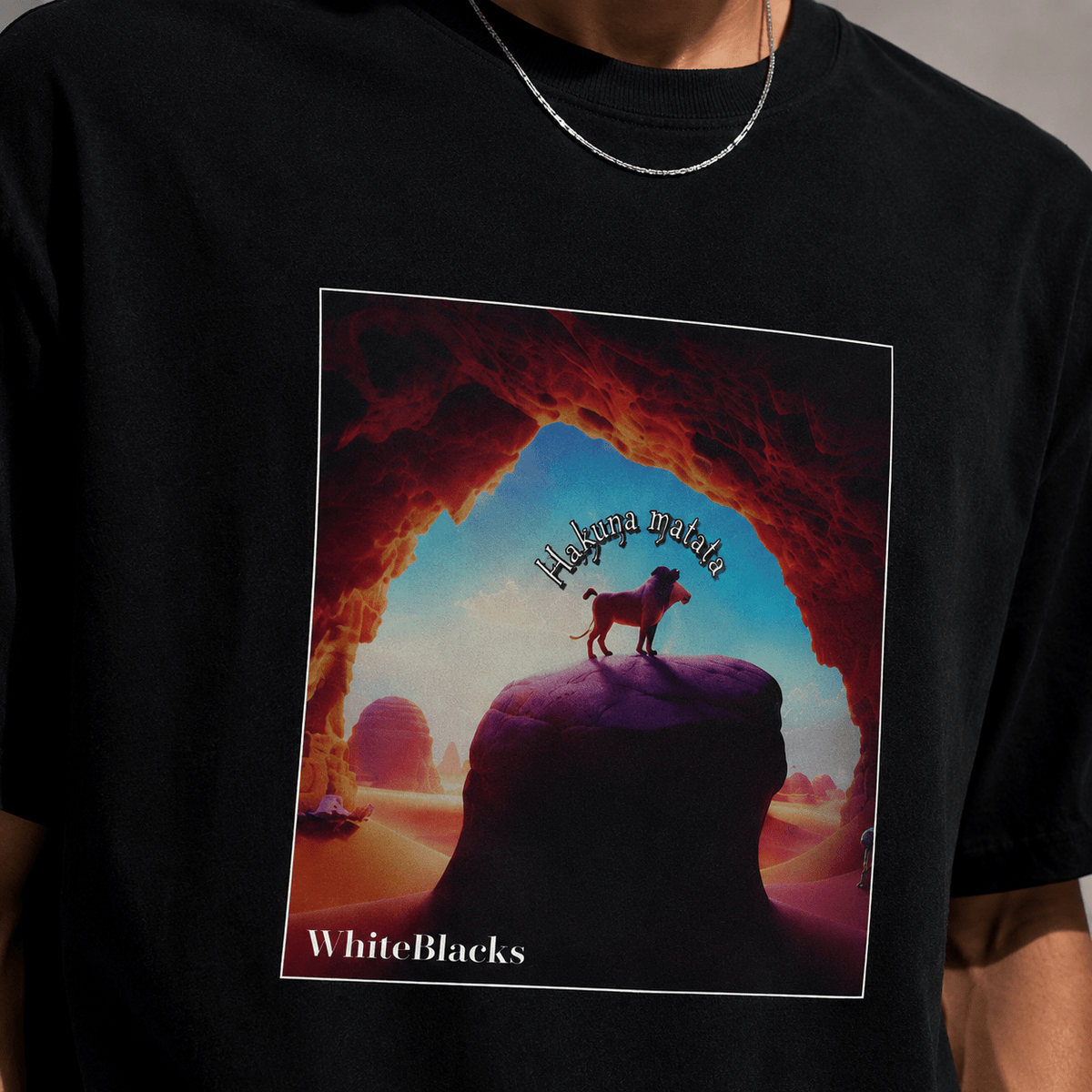 Hakuna Matata Color Oversized Graphic T-Shirt - WhiteBlacks