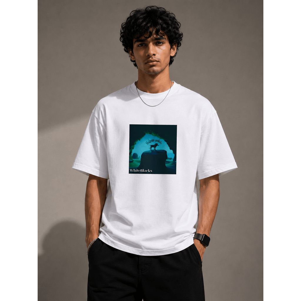 Hakuna Matata Filtered Oversized Graphic T-Shirt - WhiteBlacks