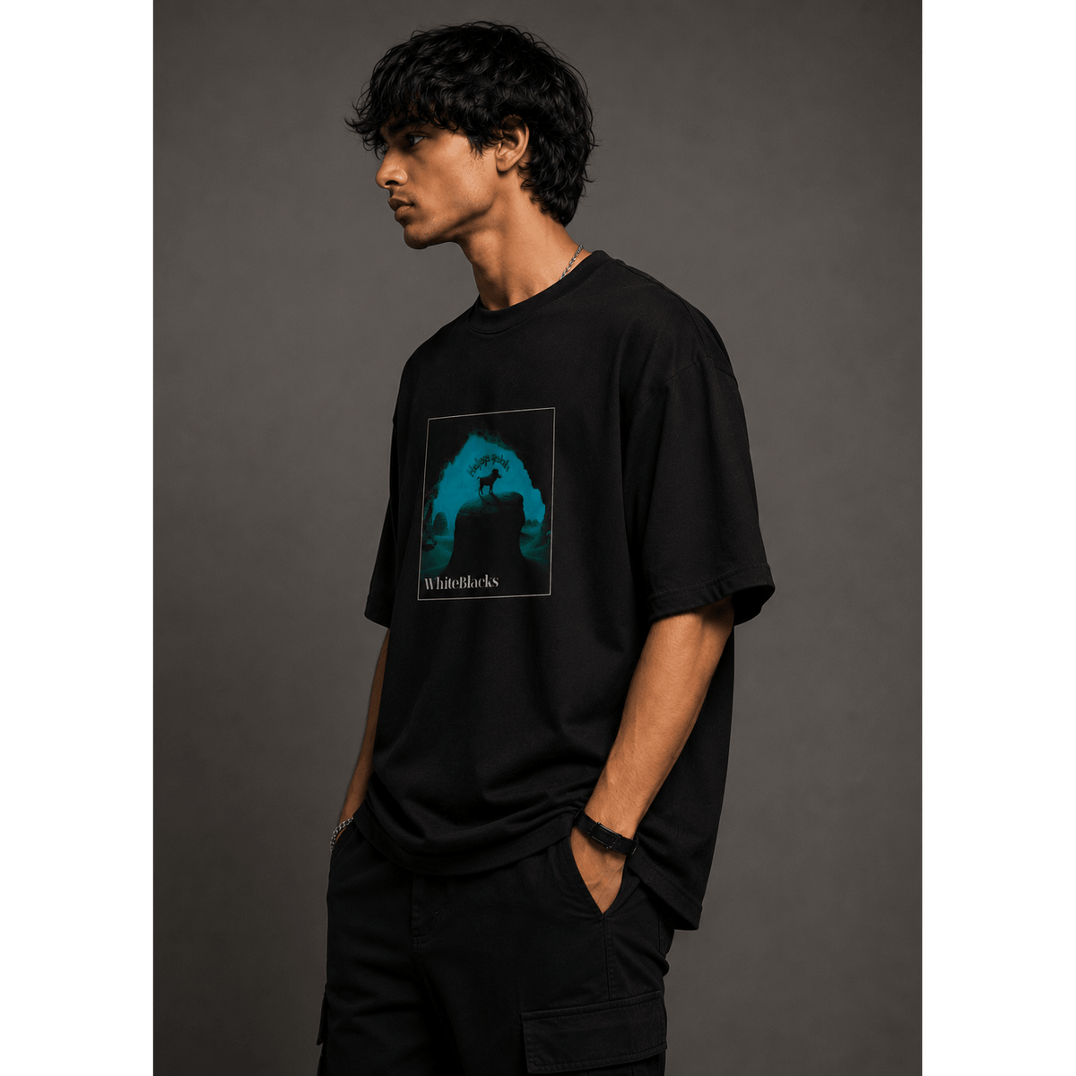 Hakuna Matata Filtered Oversized Graphic T-Shirt - WhiteBlacks