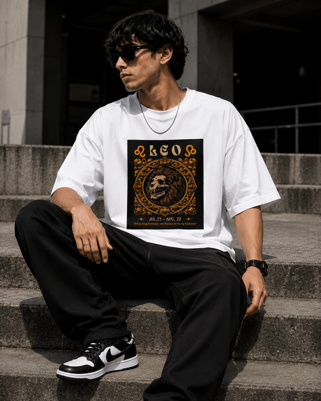 Leo Oversized Graphic T-Shirt - WhiteBlacks