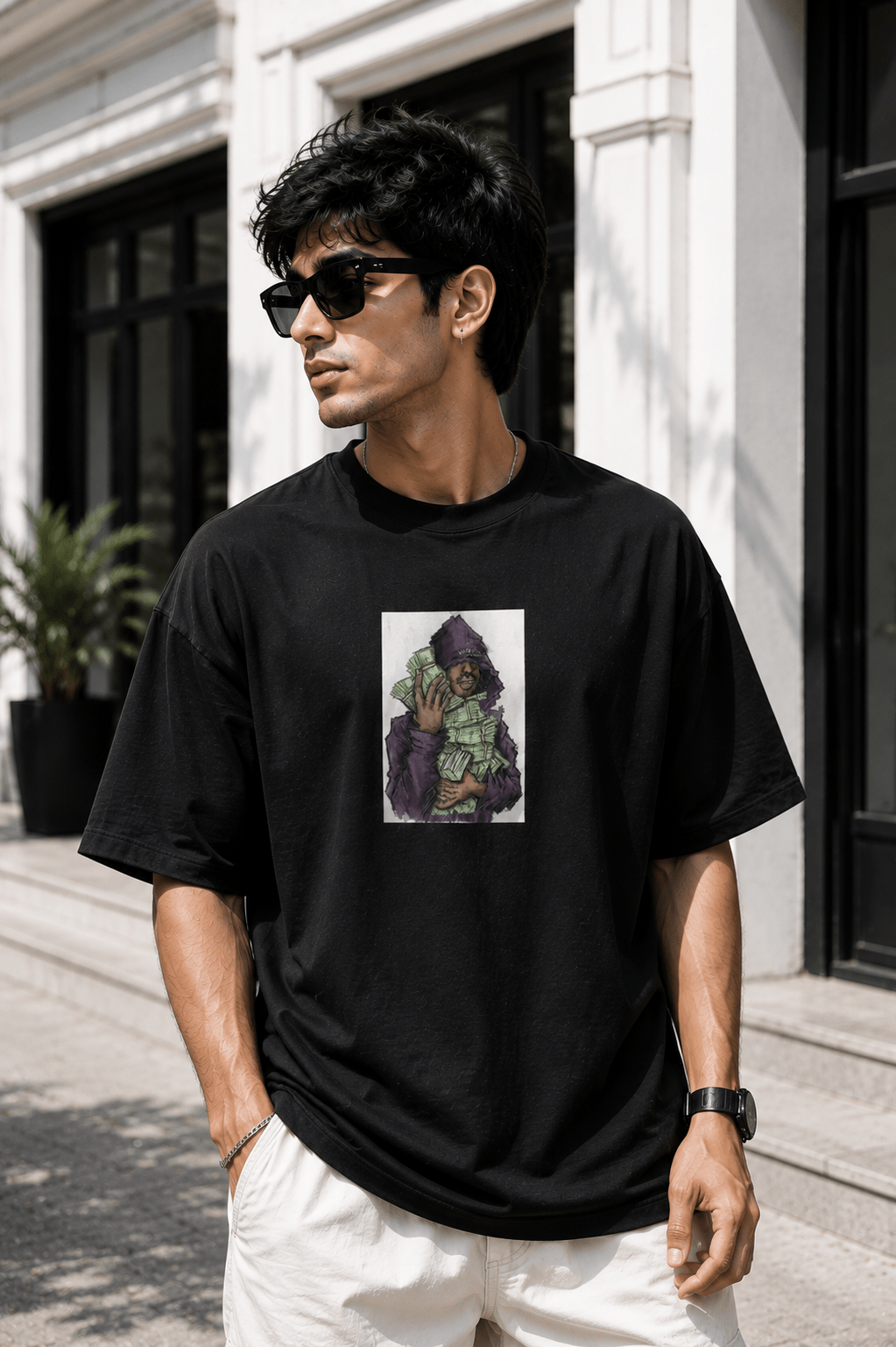 Money Talks Oversized Graphic T-Shirt - WhiteBlacks