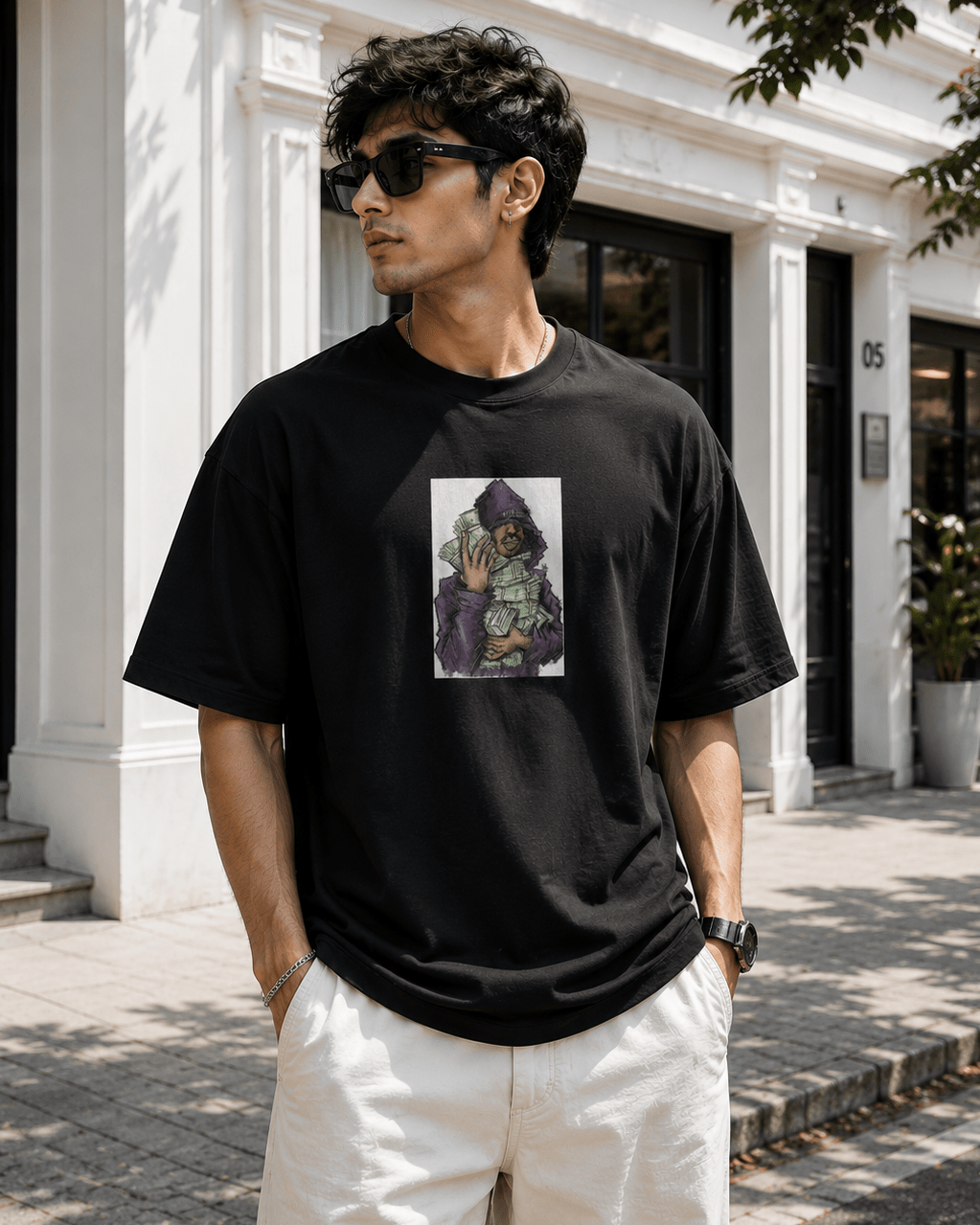Money Talks Oversized Graphic T-Shirt - WhiteBlacks