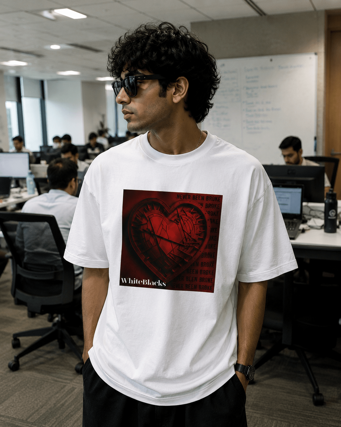 Never Been Broke Filtered Oversized Graphic T-Shirt - WhiteBlacks