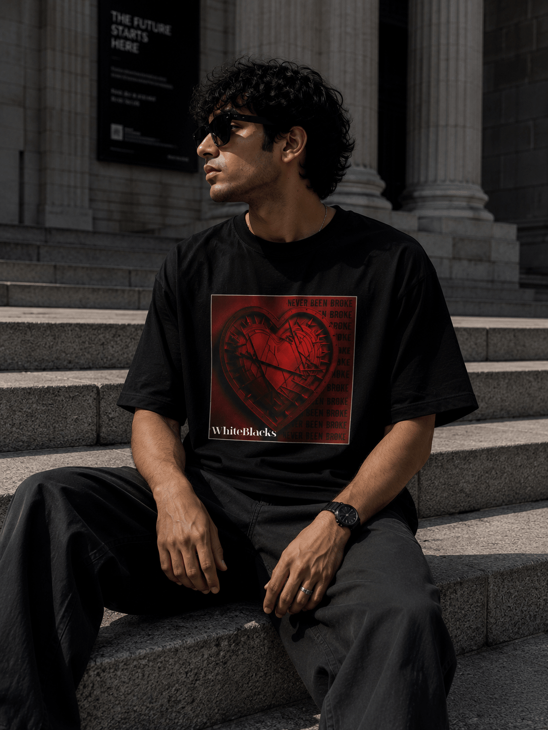 Never Been Broke Filtered Oversized Graphic T-Shirt - WhiteBlacks