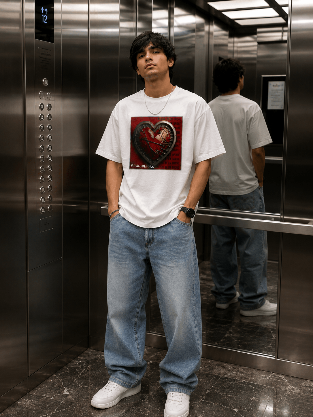 Never Been Broke Oversized Graphic T-Shirt - WhiteBlacks
