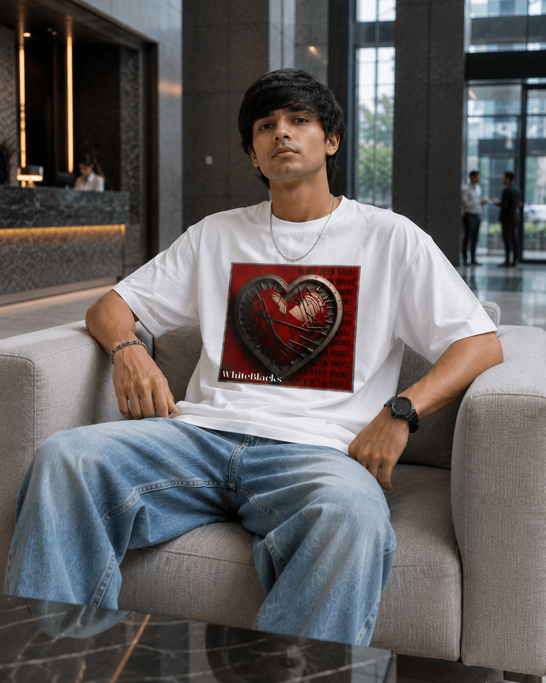 Never Been Broke Oversized Graphic T-Shirt - WhiteBlacks