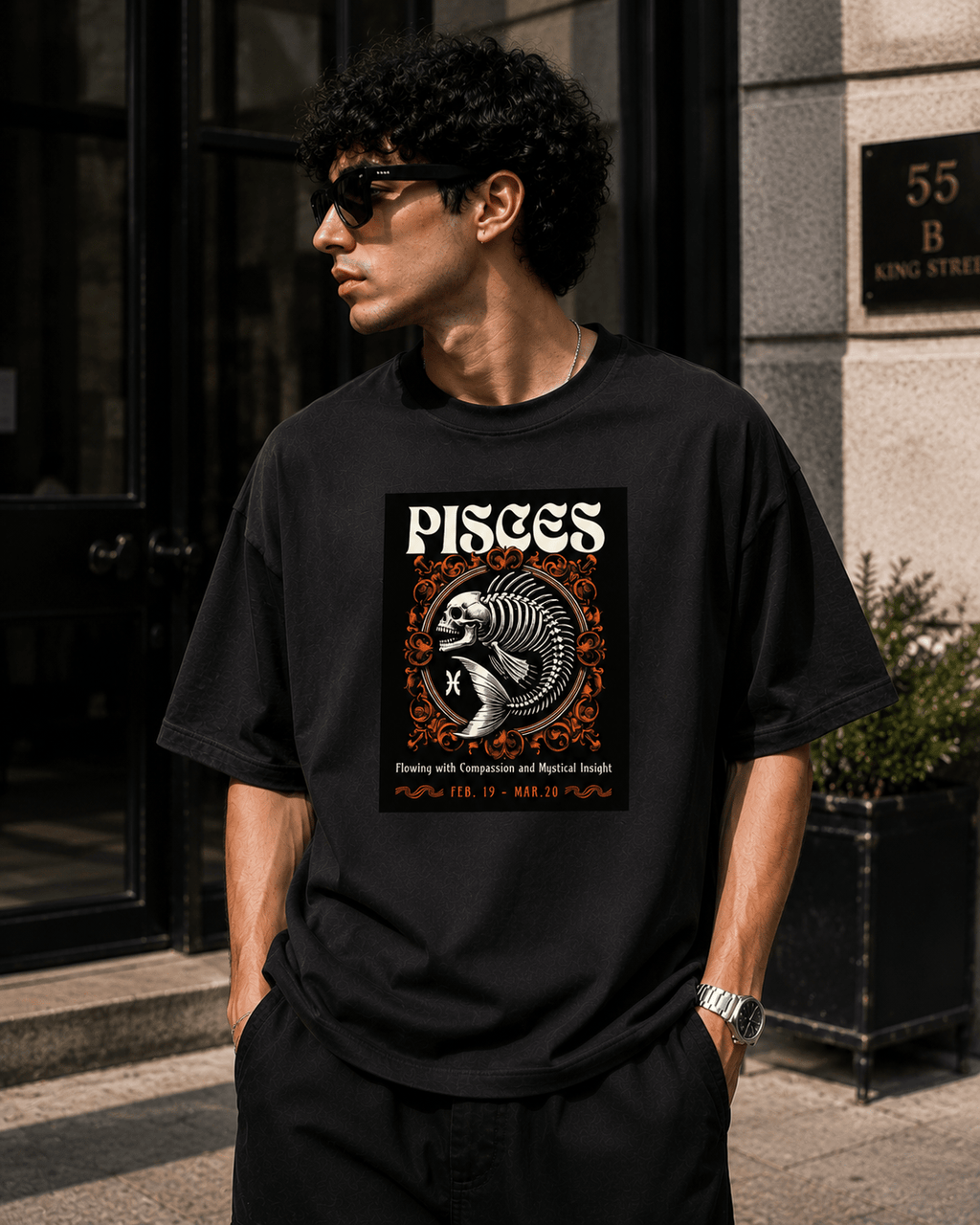 Pisces Oversized Graphic T-Shirt - WhiteBlacks