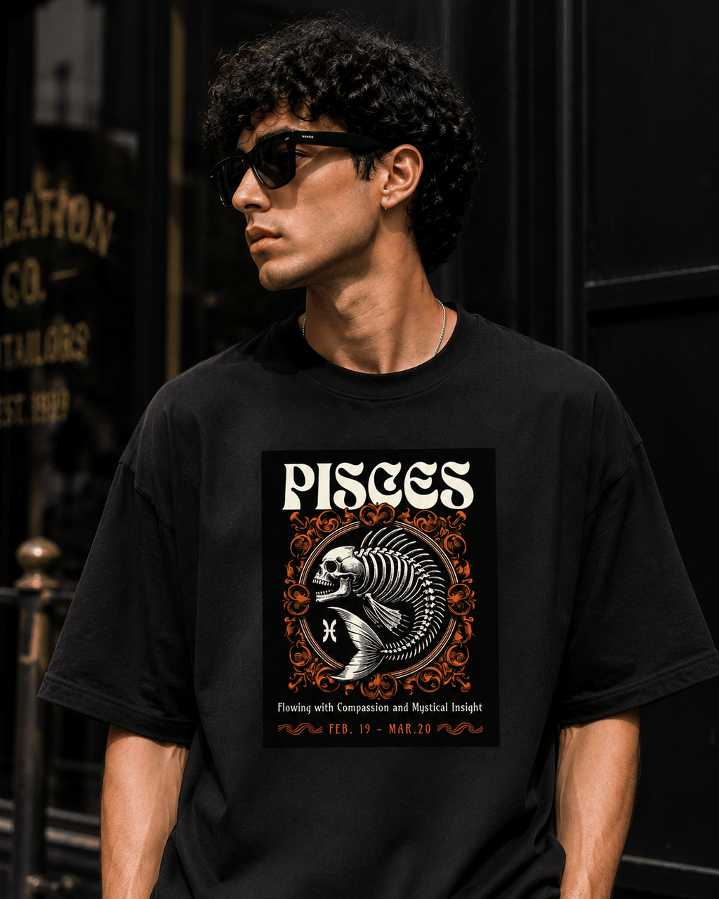 Pisces Oversized Graphic T-Shirt - WhiteBlacks