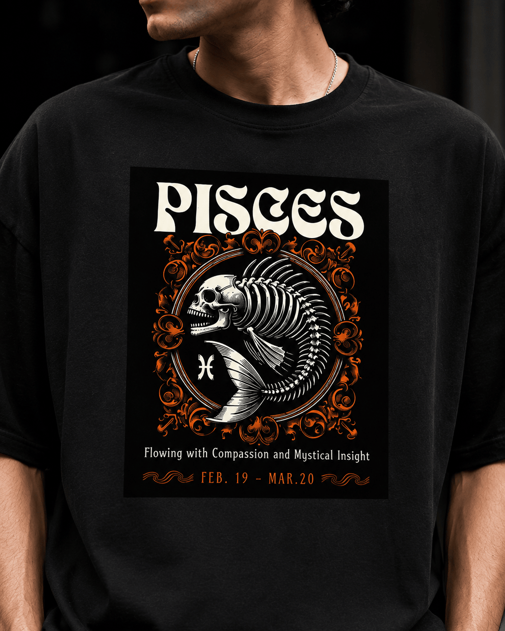 Pisces Oversized Graphic T-Shirt - WhiteBlacks