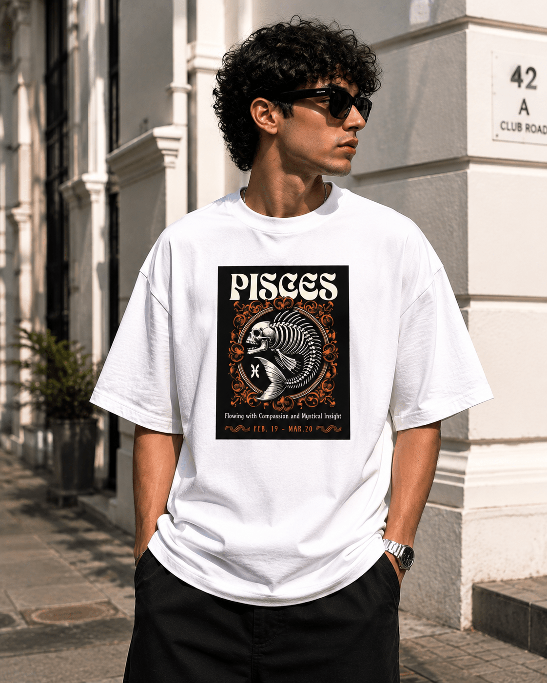 Pisces Oversized Graphic T-Shirt - WhiteBlacks