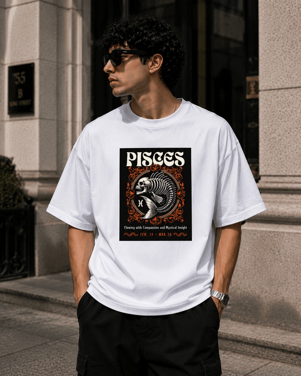 Pisces Oversized Graphic T-Shirt - WhiteBlacks