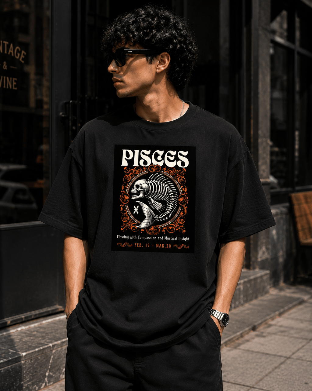 Pisces Oversized Graphic T-Shirt - WhiteBlacks
