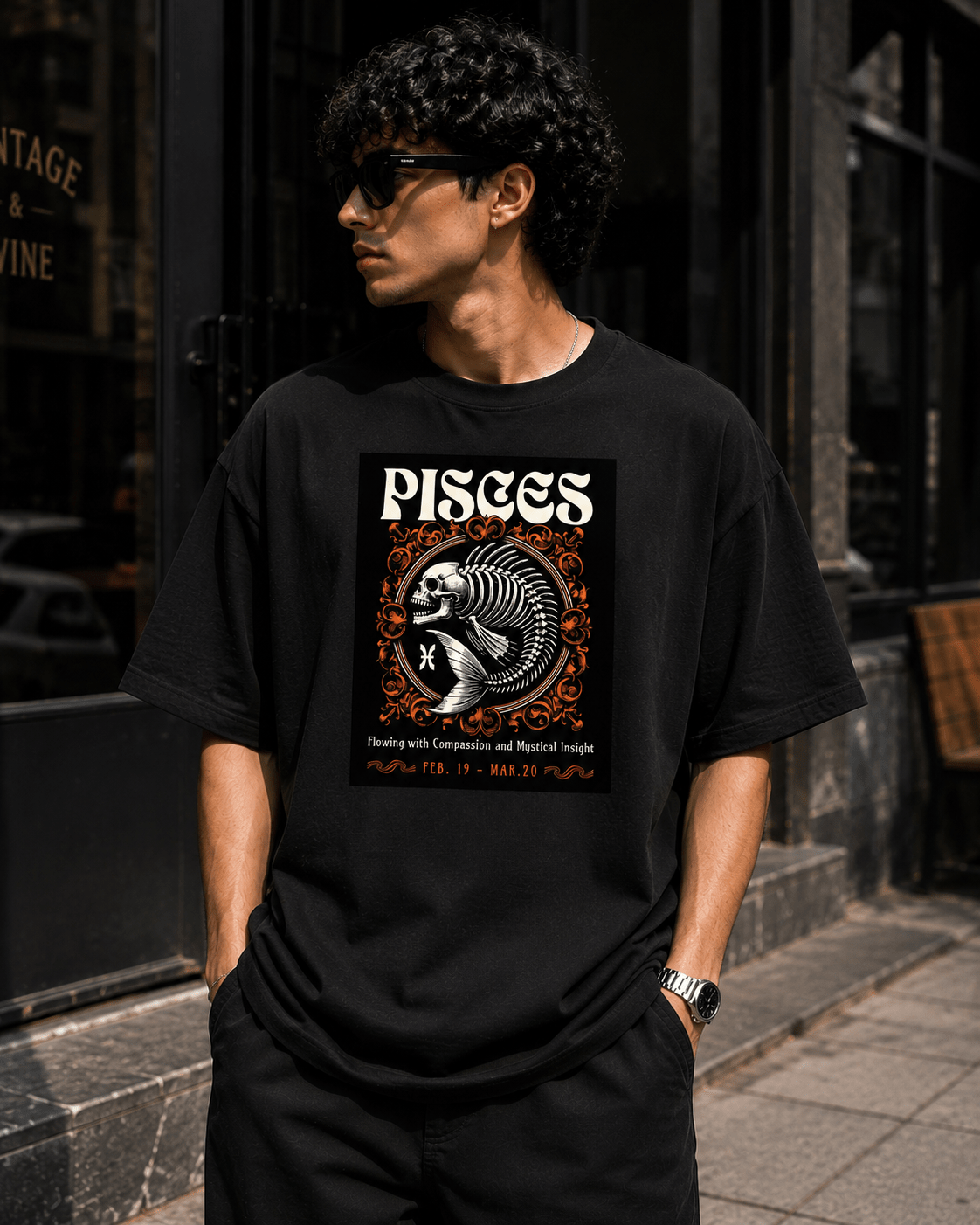 Pisces Oversized Graphic T-Shirt - WhiteBlacks