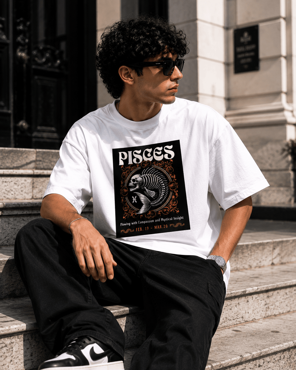 Pisces Oversized Graphic T-Shirt - WhiteBlacks