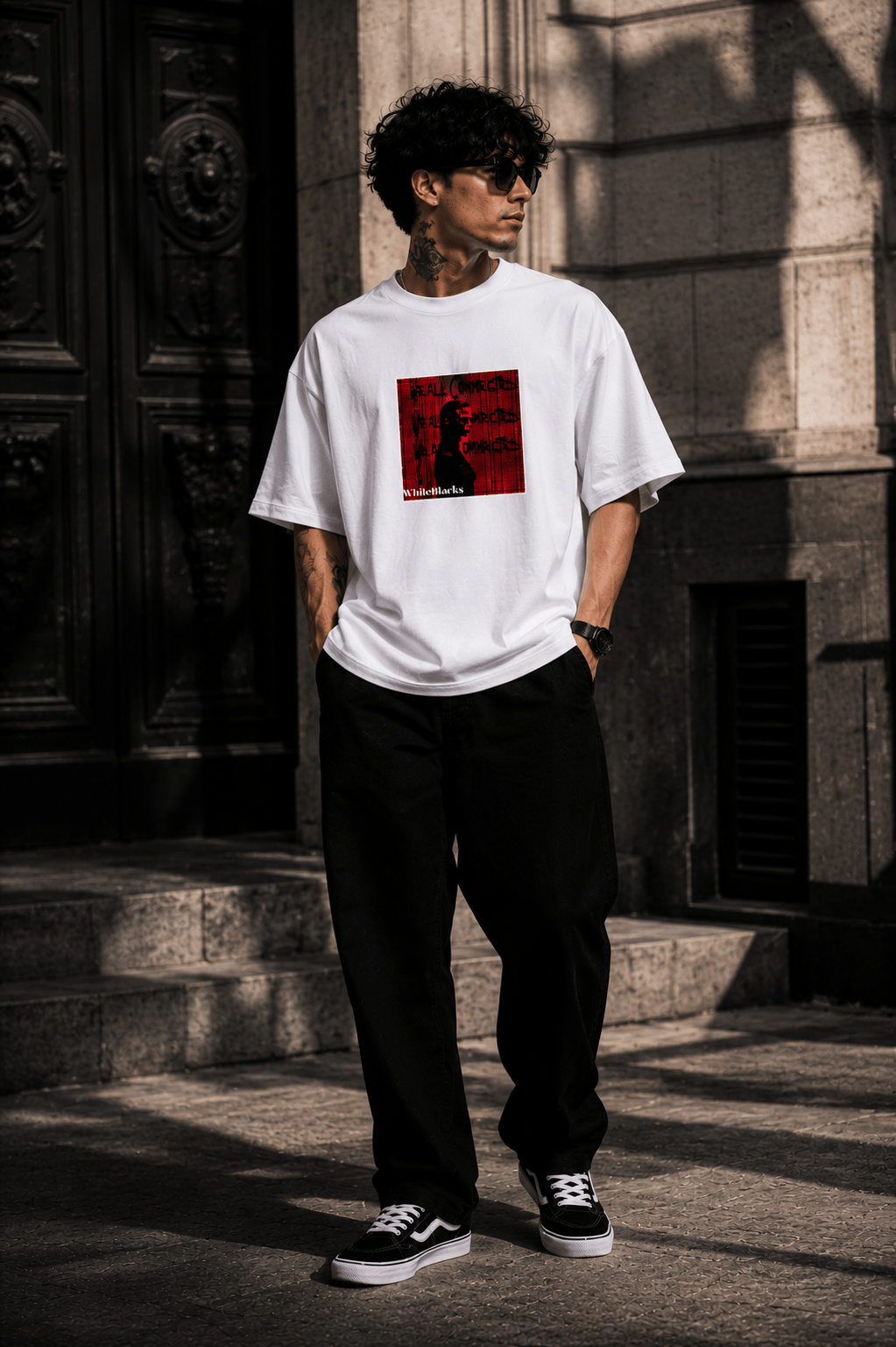 Real Comes First Filtered Oversized Graphic T-Shirt - WhiteBlacks