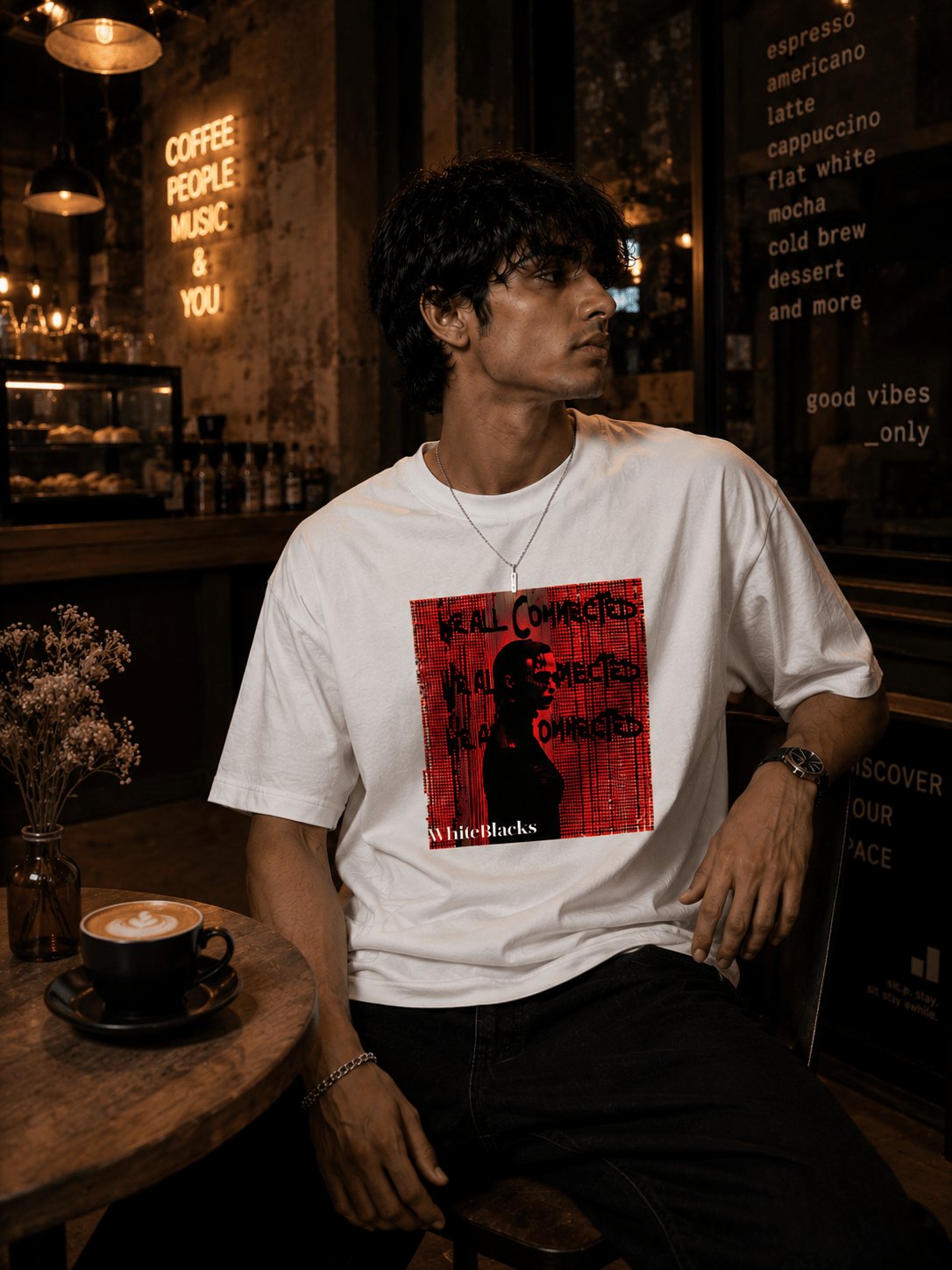 Real Comes First Filtered Oversized Graphic T-Shirt - WhiteBlacks