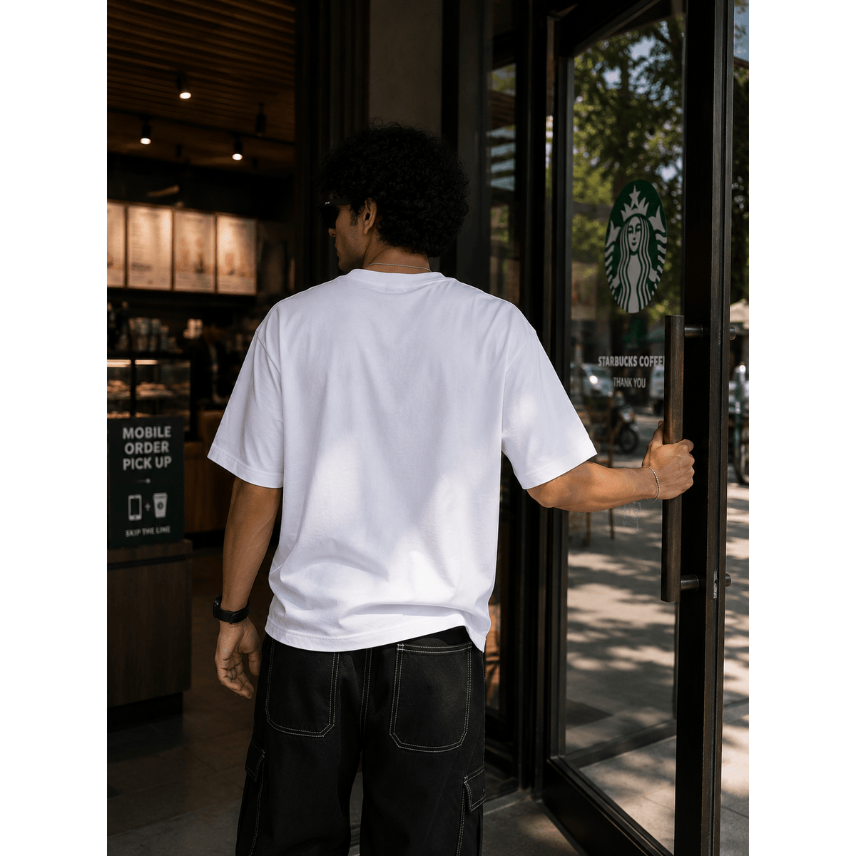 Retro Cartoon Trio Filtered Oversized Graphic T-Shirt - WhiteBlacks