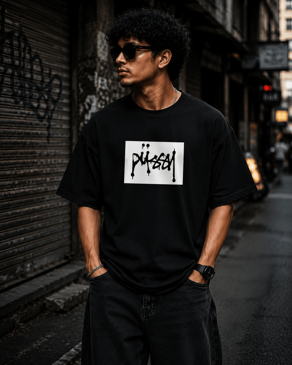 Stüssy Oversized Graphic T-Shirt - WhiteBlacks