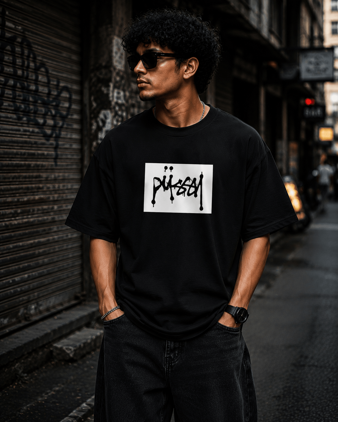 Stüssy Oversized Graphic T-Shirt - WhiteBlacks