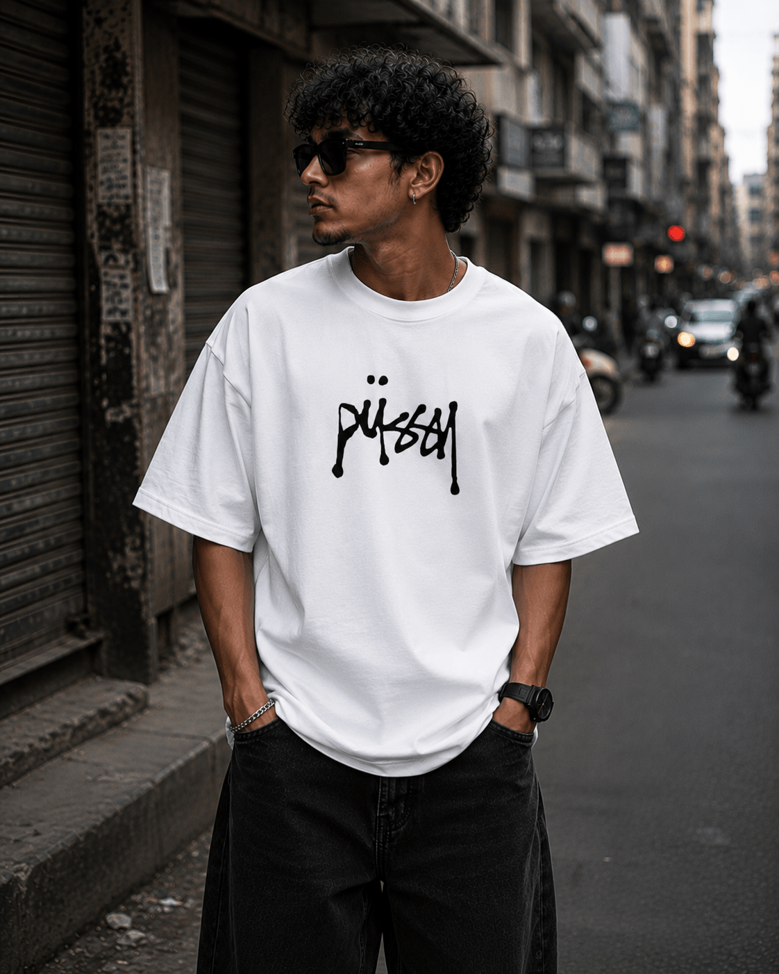 Stüssy Oversized Graphic T-Shirt - WhiteBlacks