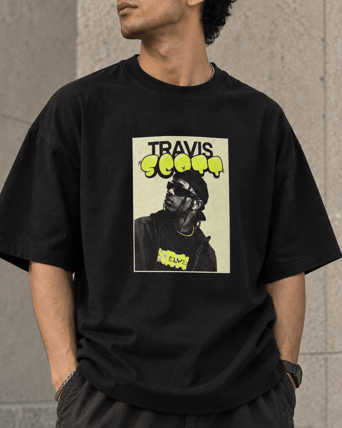 Travis 901 Graphic Oversized T-Shirt - WhiteBlacks