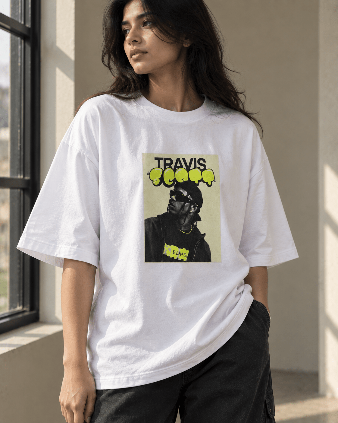 Travis 901 Graphic Oversized T-Shirt - WhiteBlacks