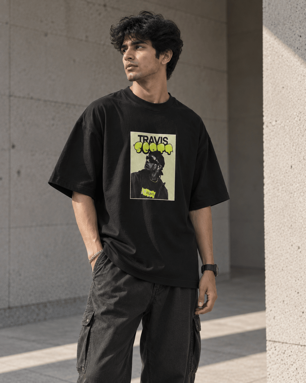 Travis 901 Graphic Oversized T-Shirt - WhiteBlacks