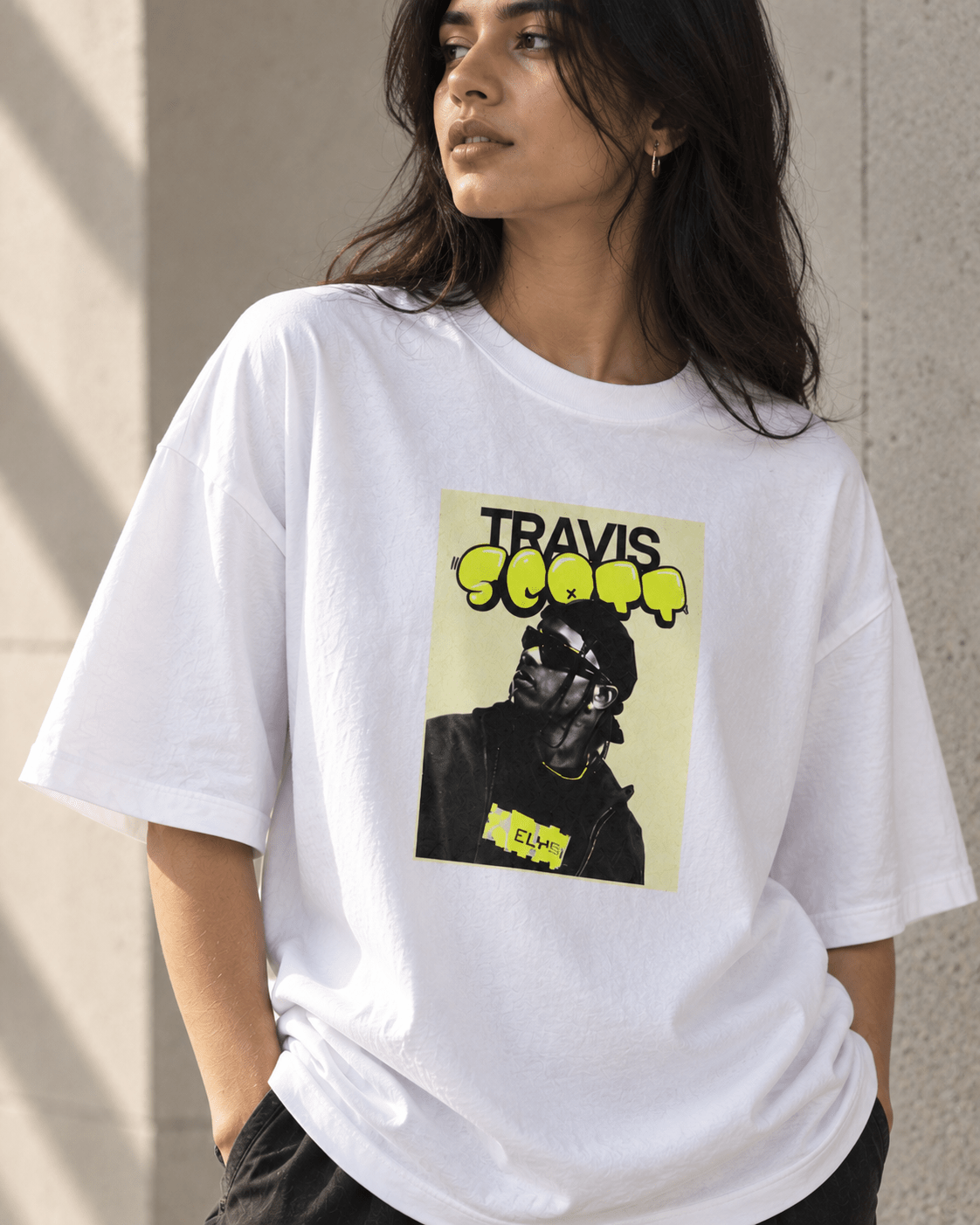 Travis 901 Graphic Oversized T-Shirt - WhiteBlacks