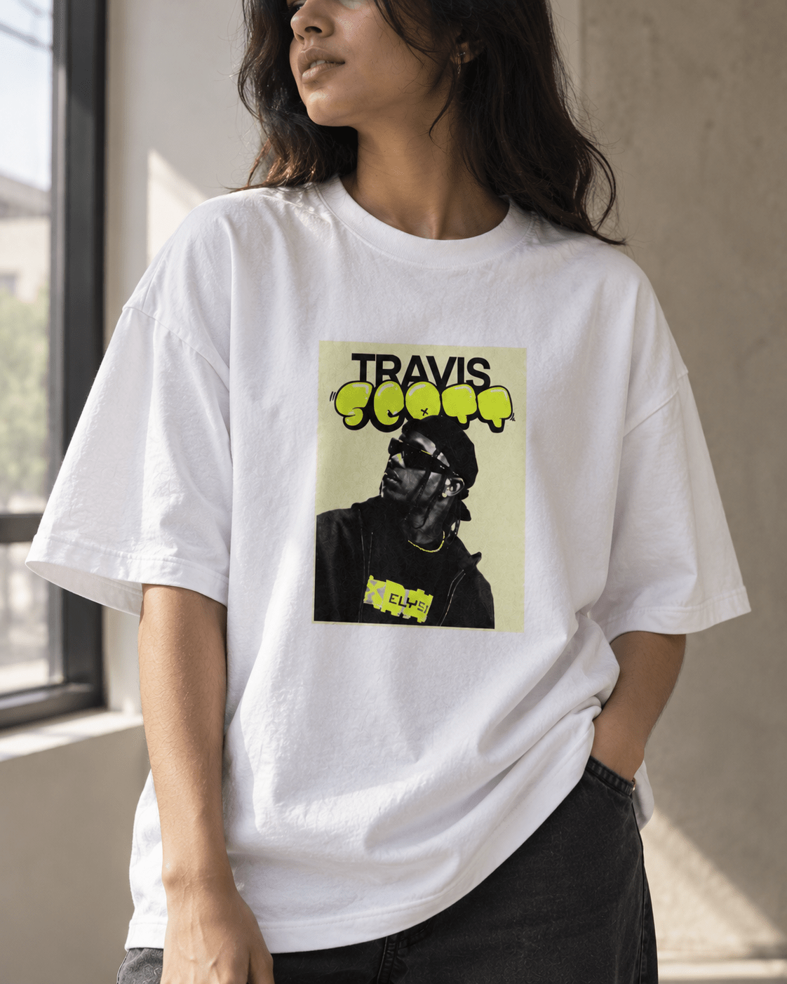 Travis 901 Graphic Oversized T-Shirt - WhiteBlacks