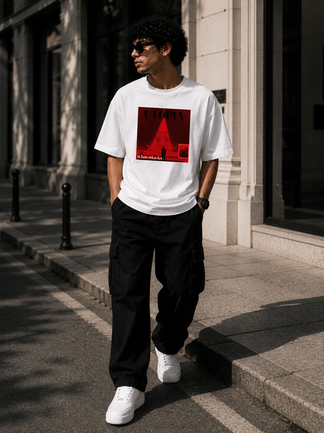 Utopia Filtered Oversized Graphic T-Shirt - WhiteBlacks
