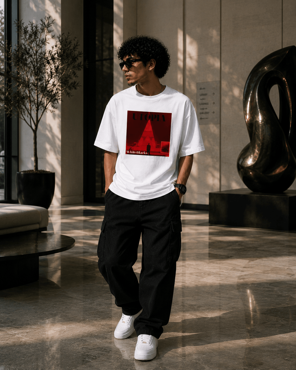 Utopia Filtered Oversized Graphic T-Shirt - WhiteBlacks